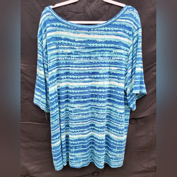 LuLaRoe Boyfriend T Blue/White 2XL - Picture 2 of 5